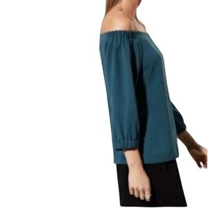 Babaton Piero blouse with exposed shoulder dark teal size L excellent condition